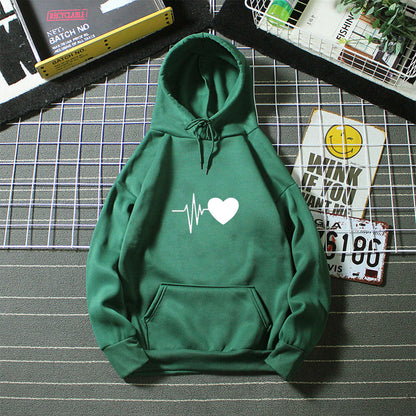 Damen Kapuzenpullover Herzschlagmotiv Eveloria