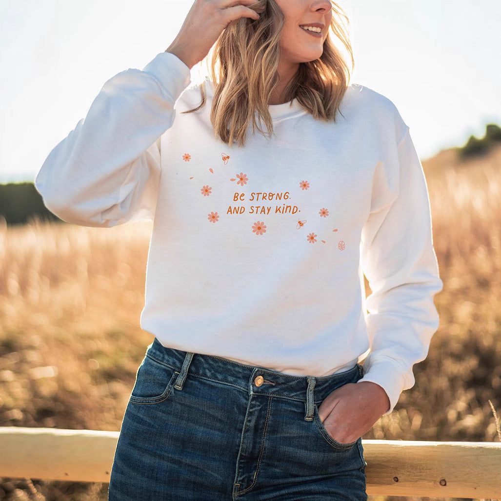 Damen Sweatshirt Florales Design Weiss