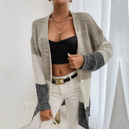 Damen Strickjacke Farbverlauf Lässig Grau - Eveloria