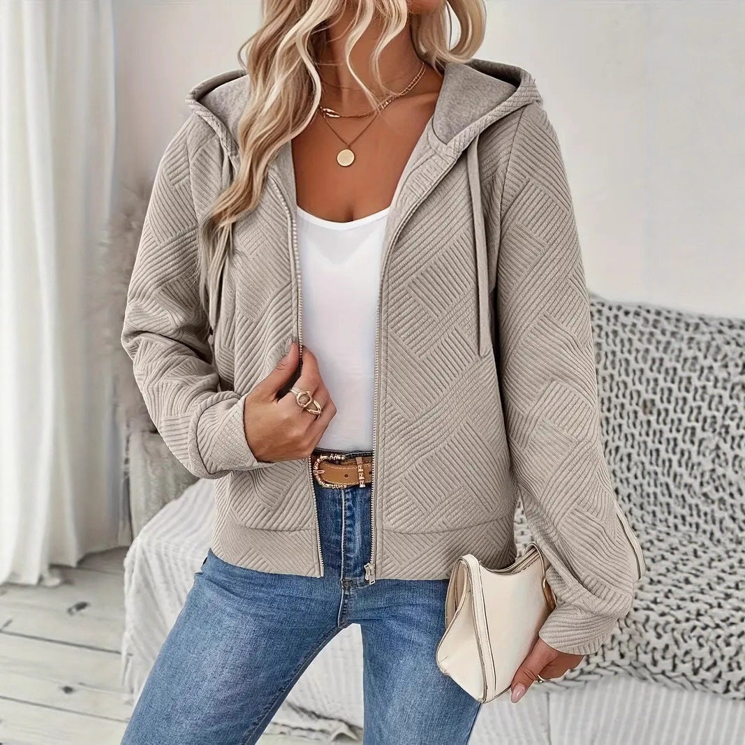 Damen Kapuzenjacke Sportlich Strukturiert Mehrere Taschen