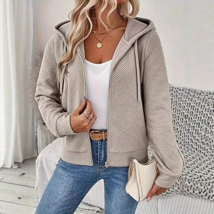 Damen Kapuzenjacke Sportlich Strukturiert Mehrere Taschen