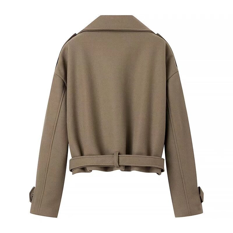 Damen Bikerjacke Leder Gürtel Detail Lässig