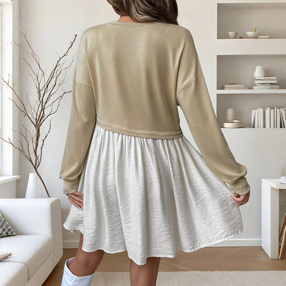 Damen Sweatkleid Farbblockdesign Lässig Eveloria