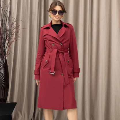 Damen Trenchcoat Doppelter Knopfleiste Taillengürtel - Eveloria