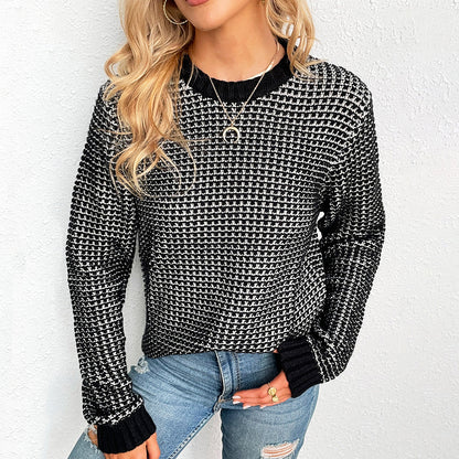 Damen Strickpullover Rautenmuster Fledermausärmel