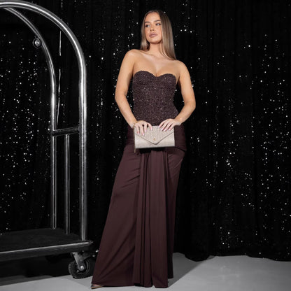Damen Abendkleid Korsettdesign Fließender Rock Eveloria