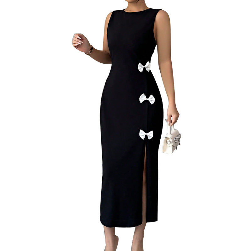 Damen Maxikleid mit Schleifendetails und seitlichem Schlitz Eveloria