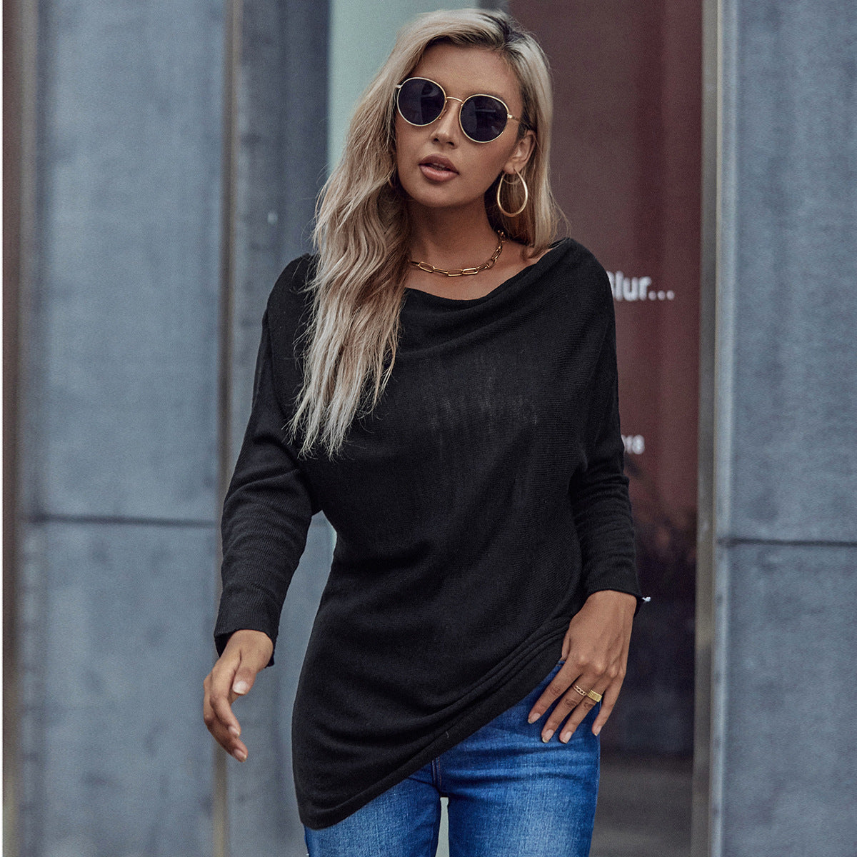 Damen Tunika Schulterfrei Elegante Raffung Eveloria