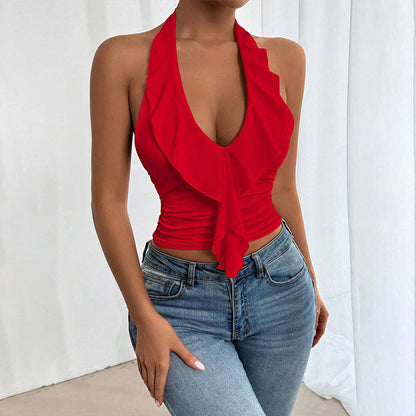 Damen Schulterfreies Fließend Rüschendesign Elegant - Eveloria