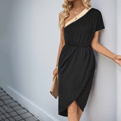 Damen Wickelkleid Asymmetrisch Taillengürtel Eveloria