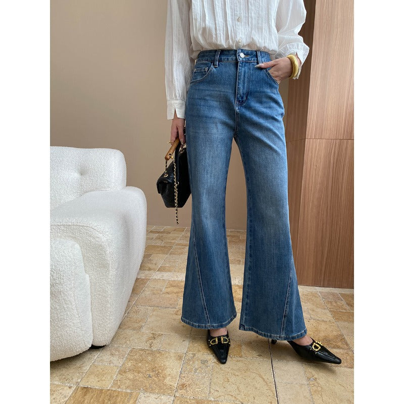 Damen Flared Jeans Hochwertiger Denim Hoher Bund Eveloria