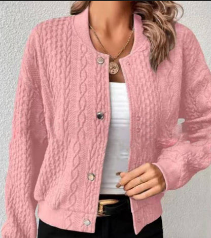 Damen Strickjacke Zopfmuster Elegantes Design Blau Eveloria