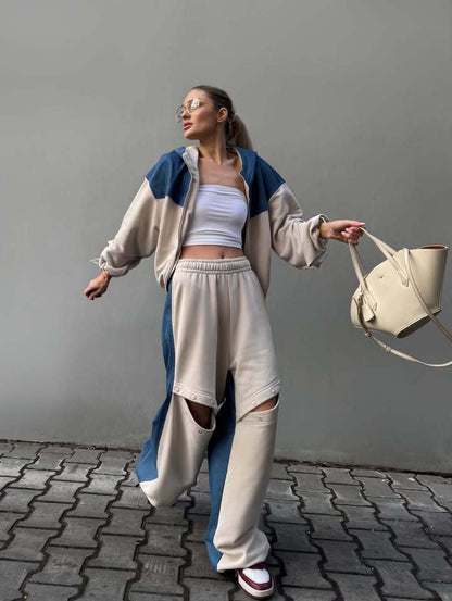 Damen Oversized Trainingsanzug Stretchbund