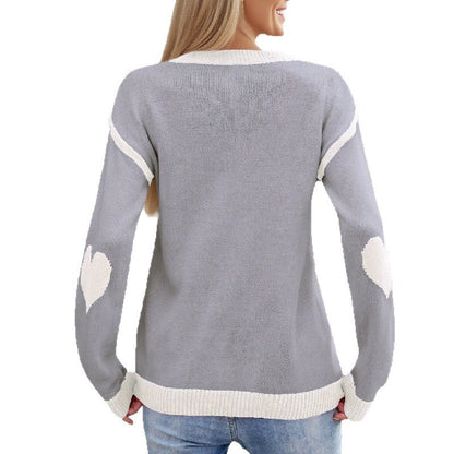 Damen Strickpullover Herzmotiv Lässig Eveloria