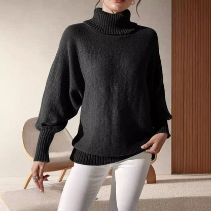 Damen Rollkragenpullover Voluminöse Ärmel Feines Strickmuster Eveloria