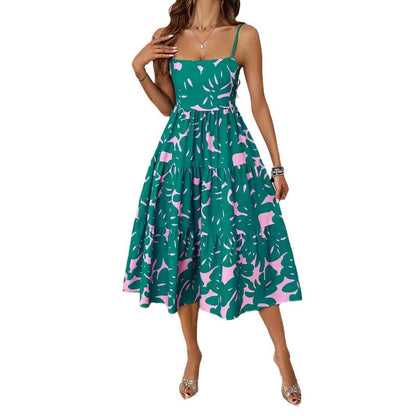 Damen Midikleid Floralmuster Voluminöser Rock Eveloria