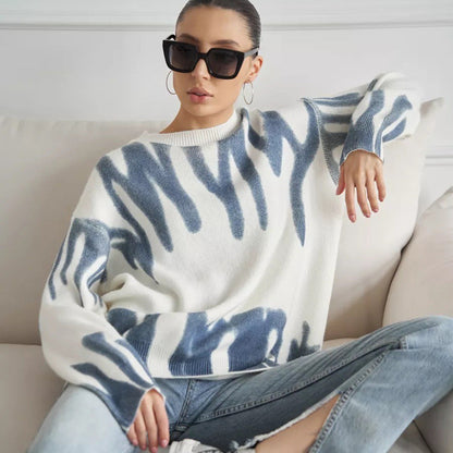 Damen Pullover Moderner Farbverlauf Lässiger Schnitt Grau - Eveloria