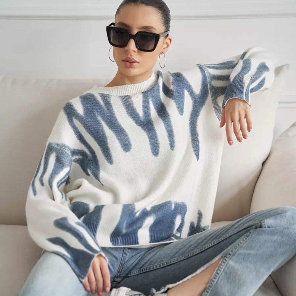 Damen Strickpullover mit Muster Grau - Eveloria