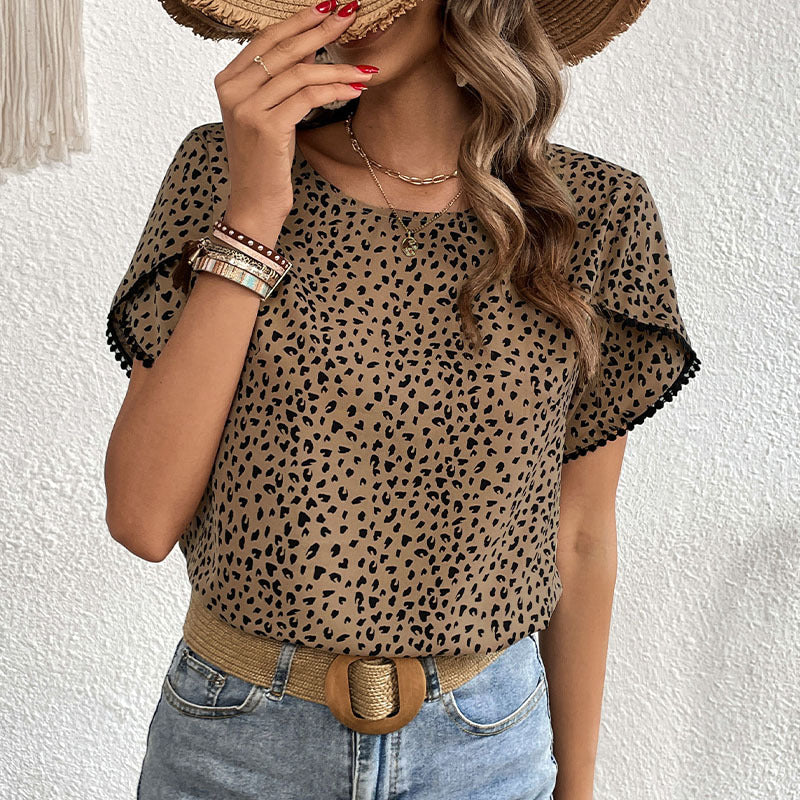 Damen T-Shirt Animal-Print Fließender Schnitt Eveloria