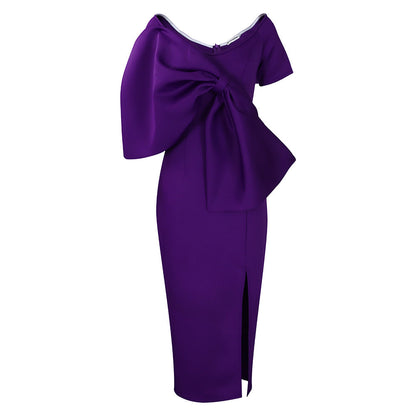 Damen Kleid Figurbetont Voluminöser Schleifen-Detail