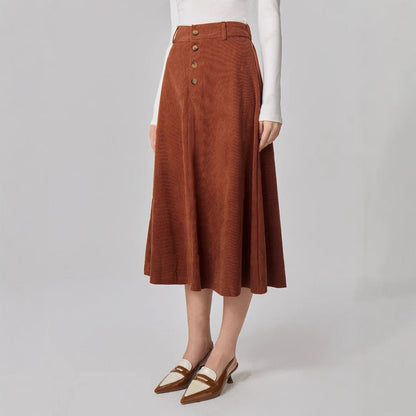 Damen A-Linie Midi-Rock mit Knöpfen Elegant