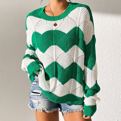 Damen Strickpullover Gewellt Weit Schnitt Eveloria
