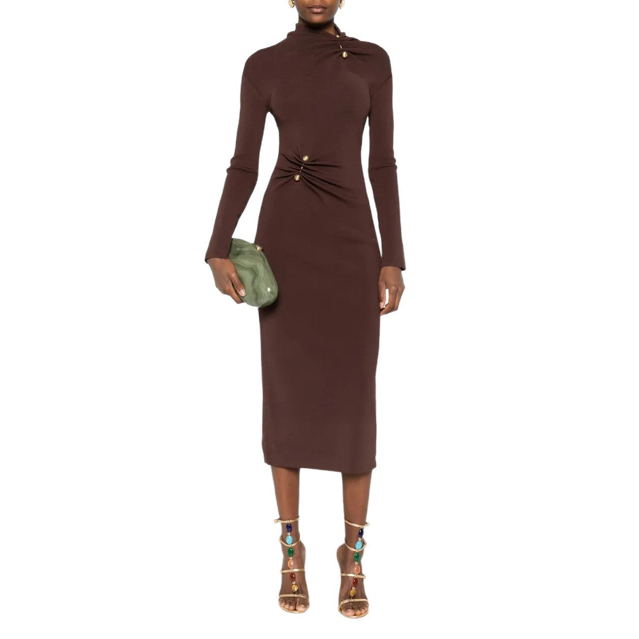 Damen Wickelkleid Raffungen Elegantes Design Eveloria