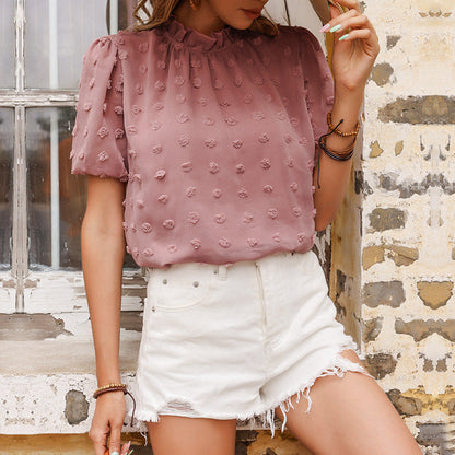 Damen Bluse Rüschendetails Strukturiert Eveloria