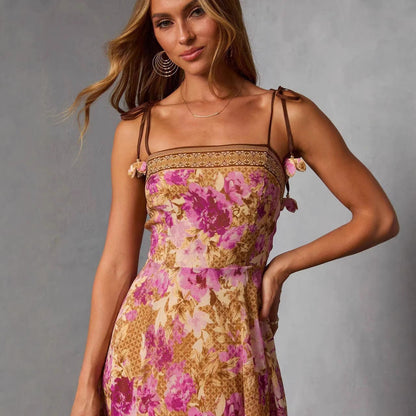 Damen Maxikleid Schulterfrei Blütenprint Eveloria