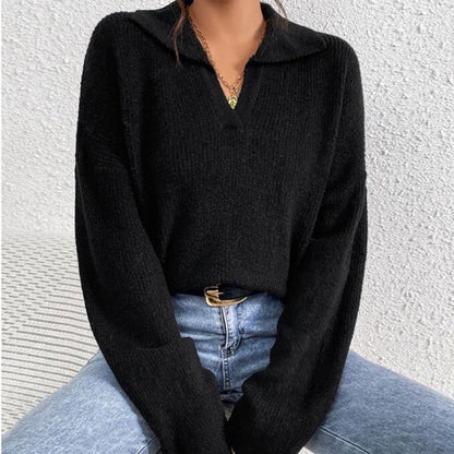 Damen Pullover Strukturiertes Rippdesign Eveloria