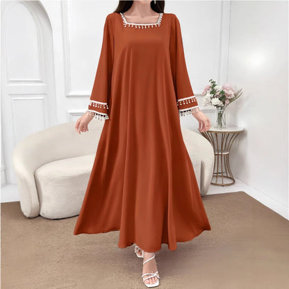 Damen Maxikleid mit Fransen und weiten Ärmeln Eveloria