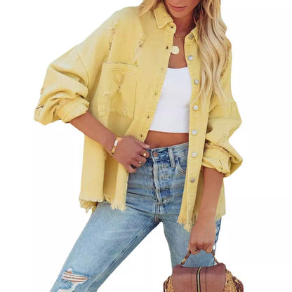 Damen Oversized Jeanshemd Eveloria wird zu: Eveloria Damen Oversized