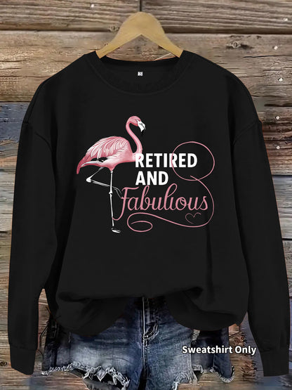 Damen Sweatshirt Flamingo-Motiv Baumwolle