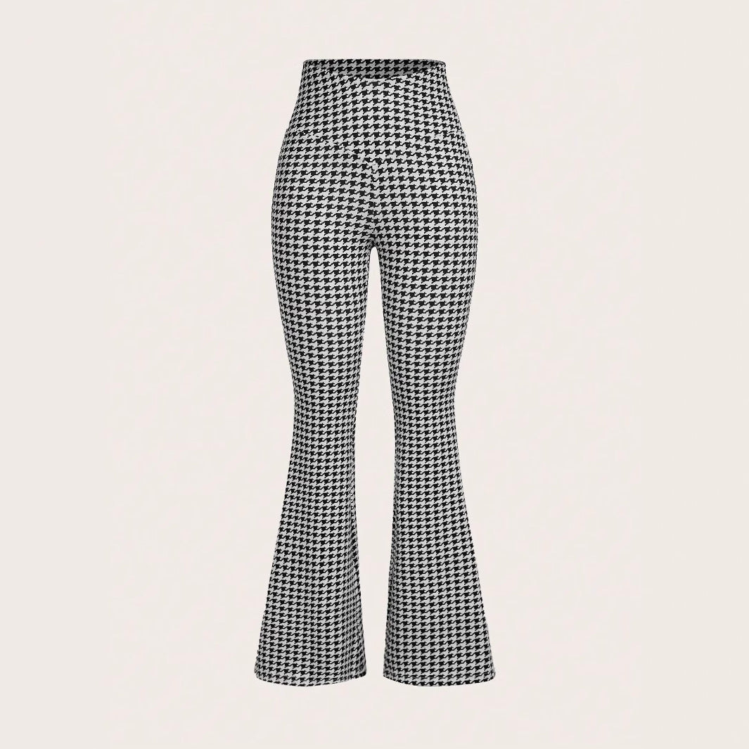 Damen Schlaghose Klassisch Hahnentritt-Design Schwarz Eveloria - Eveloria