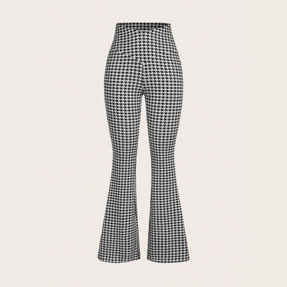 Damen Schlaghose Klassisch Hahnentritt-Design Schwarz Eveloria - Eveloria
