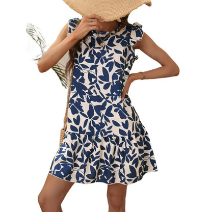 Damen Sommerkleid Rüschendetails Florales Muster Eveloria