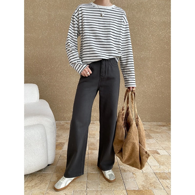 Damen Weite Jeans Urbaner Stil Blau Eveloria