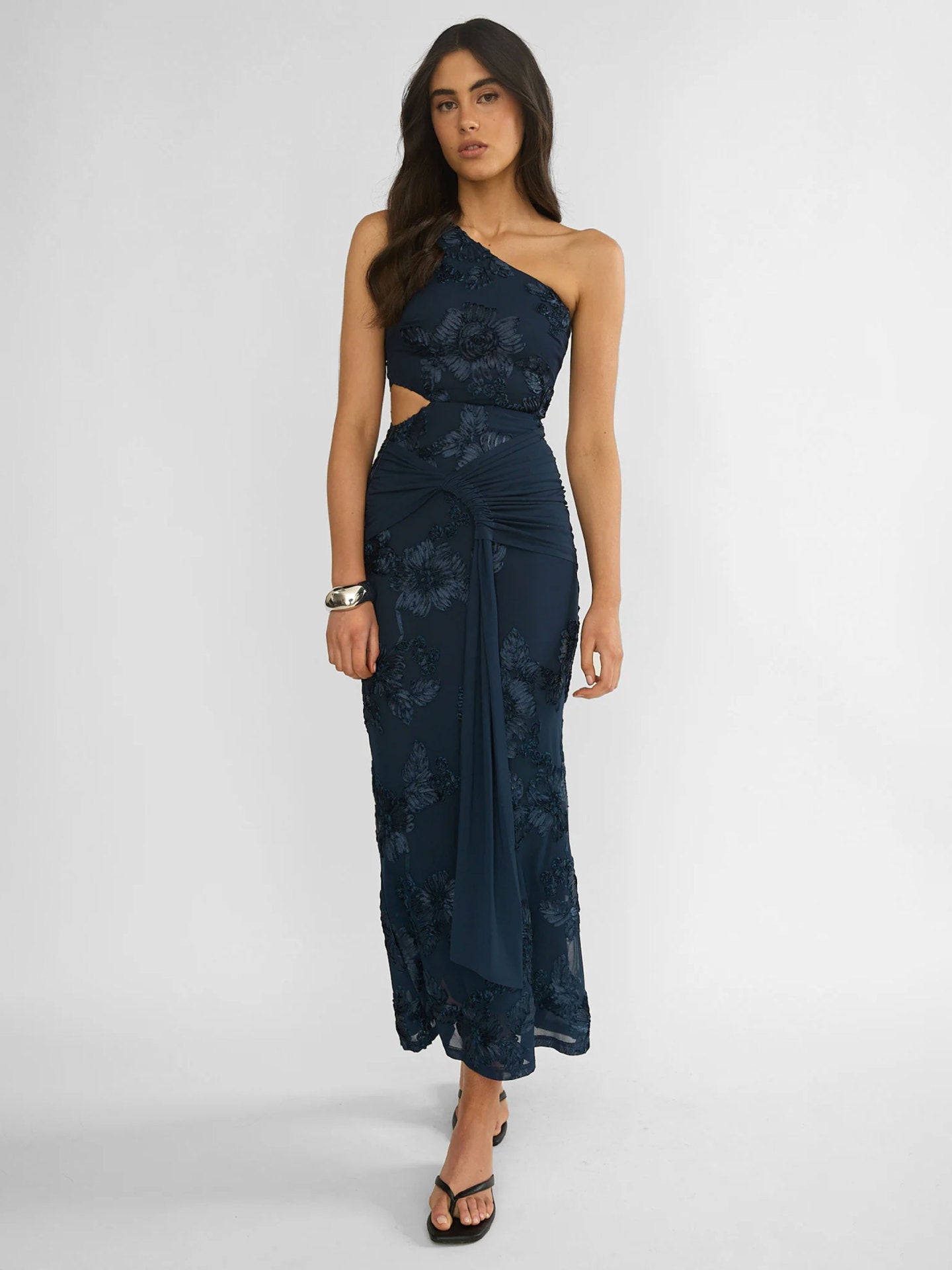 Damen Abendkleid Asymmetrisch Florale Cut-Outs Eveloria