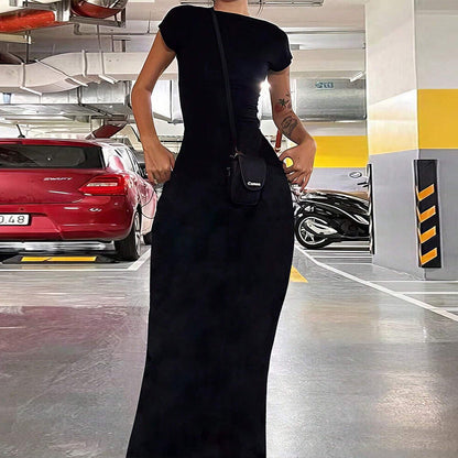 Damen Maxikleid Elegant Rückenausschnitt Figurbetont Eveloria