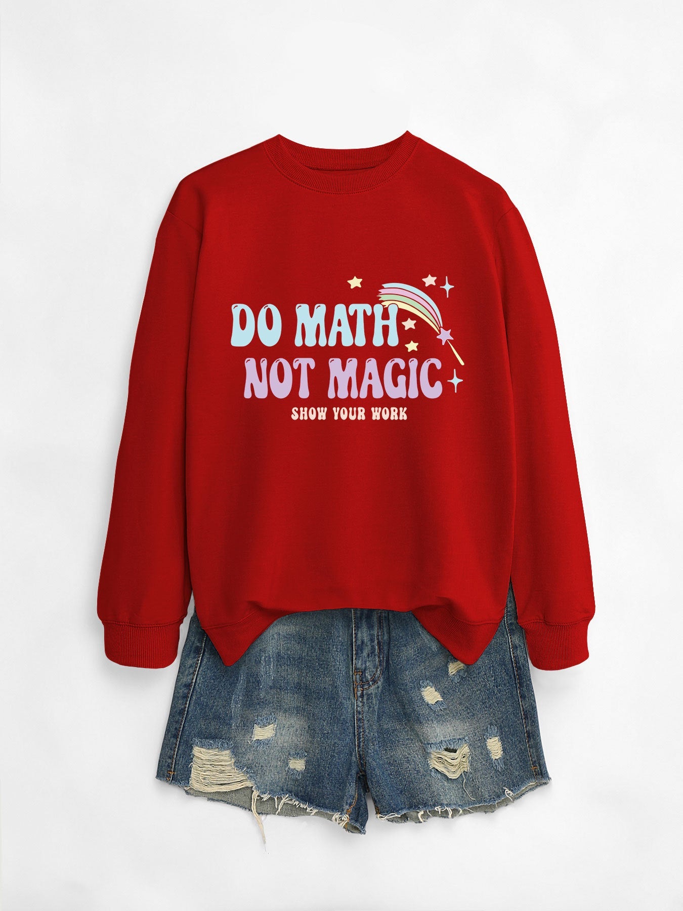 Damen Sweatshirt Mathematik-Motiv Grau Eveloria