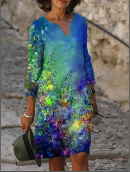 Damen Sommerkleid V-Ausschnitt Bunt Eveloria