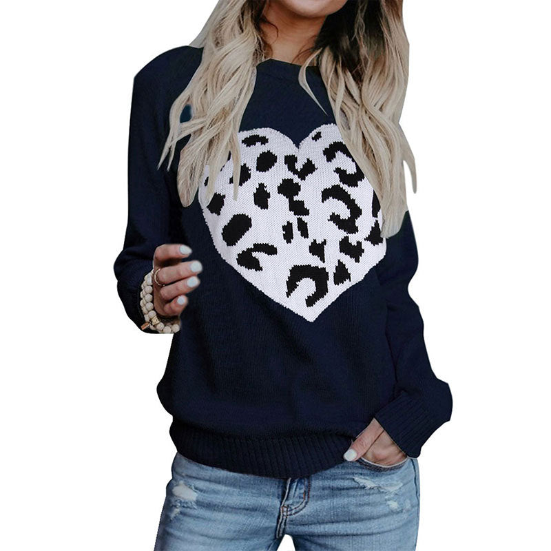Damen Pullover Herz-Muster Eveloria