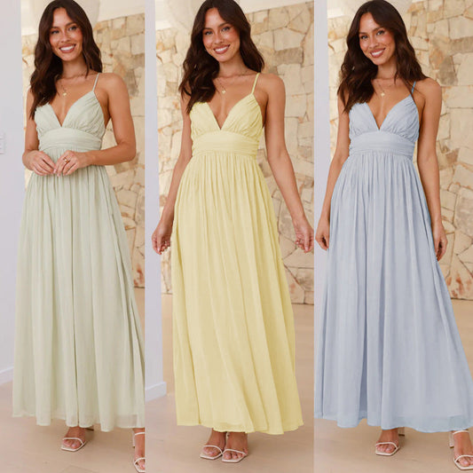 Damen Maxikleid Schmale Träger Wickel-Design Eveloria - Eveloria