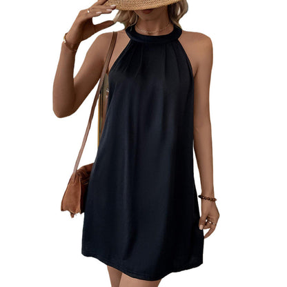 Damen Kurzkleid Hohler Kragen Lockerer Schnitt Eveloria