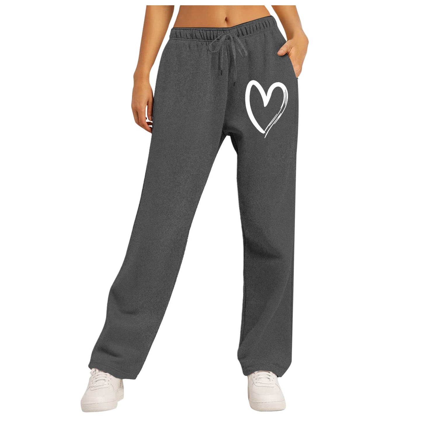 Damen Freizeithose Elastischer Bund Herzmotiv Eveloria