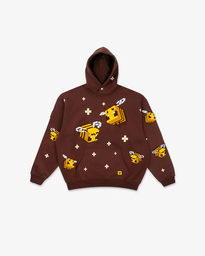 Damen Kapuzenpullover Bienen-Design Gemütlich Grün Eveloria
