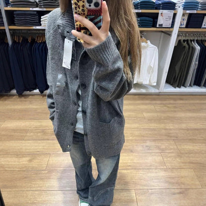 Damen Strickjacke Übergroß mit hohen Taschen Eveloria - Eveloria