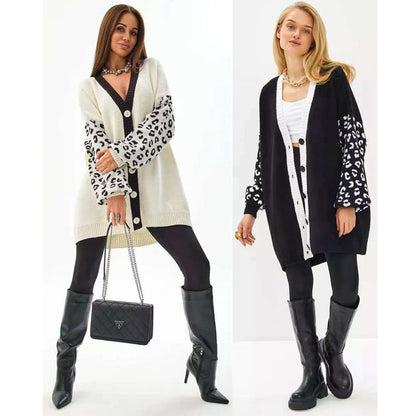 Damen Cardigan mit Wildlederärmeln Modisch Schwarz - Eveloria