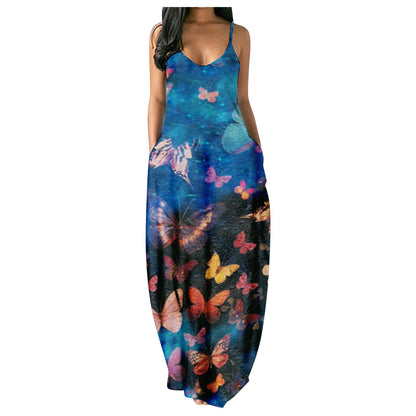 Damen Maxikleid Tie-Dye V-Ausschnitt Eveloria