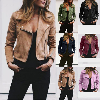 Damen Lederjacke Eveloria Moderner Schnitt Glatt